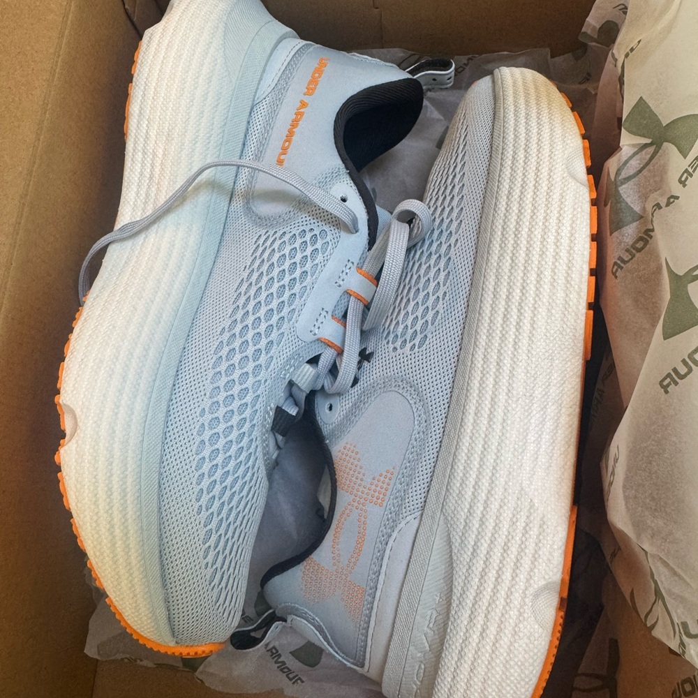 Under Armour Light Blue and Orange Athletic Shoes